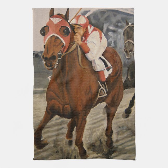 Linge De Cuisine Beau cheval ravit les propriétaires en course clas (Vertical)