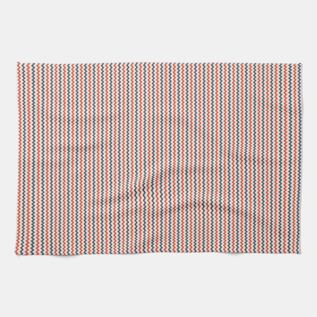 Linge De Cuisine Beau chevron zigzag bleu rose rouge (Horizontal)