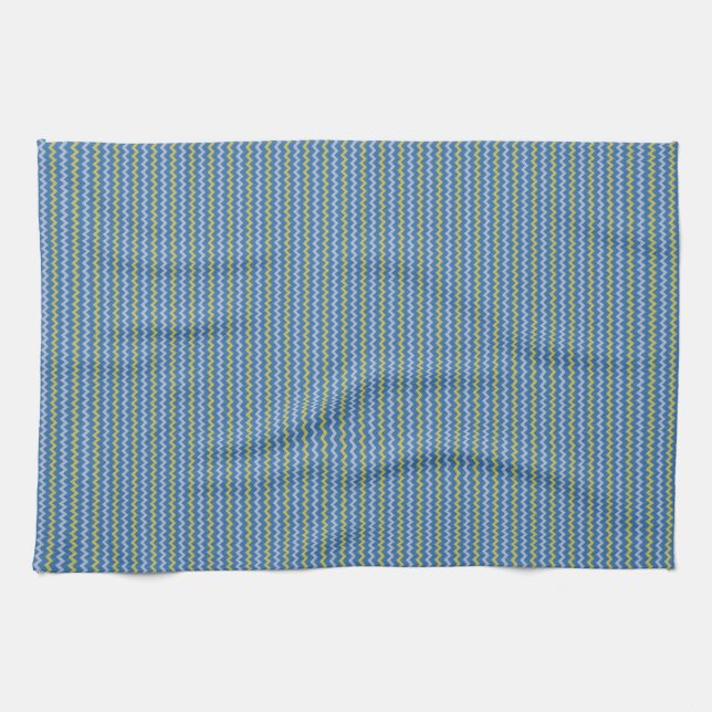 Linge De Cuisine Beau chevron zigzag motif bleu vert (Horizontal)