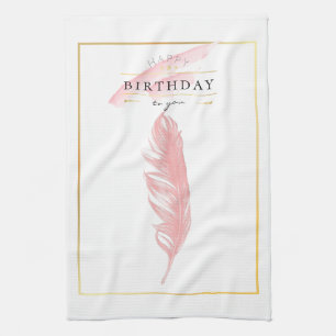 Linge De Cuisine Beau dessin au crayon de plume rose pour anniversa
