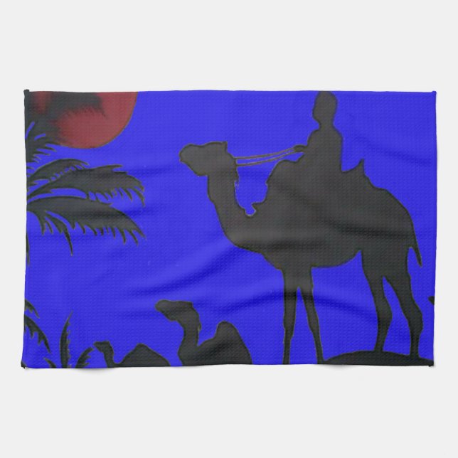 Linge De Cuisine Beau Extraordinaire Sunset Camel Safari Art Imprim (Horizontal)