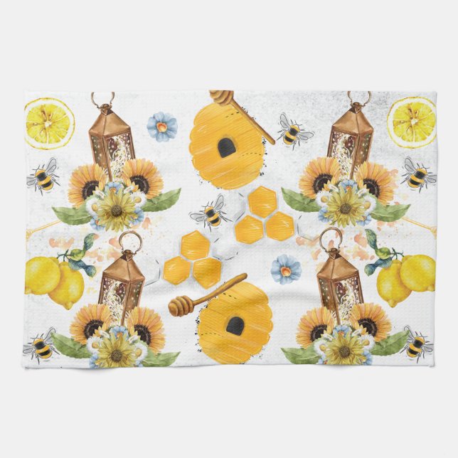 Linge De Cuisine Beau Jardin Bee Motif de tournesol (Horizontal)
