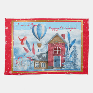Linge De Cuisine Beau Paysage Avec Personnaliser Snowman