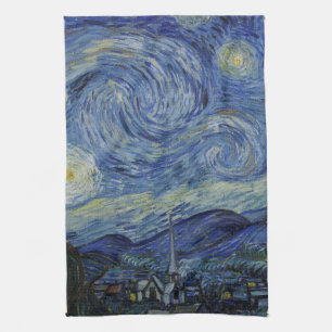 Linge De Cuisine Beau paysage Bleu nuit Ciel d'or étoiles
