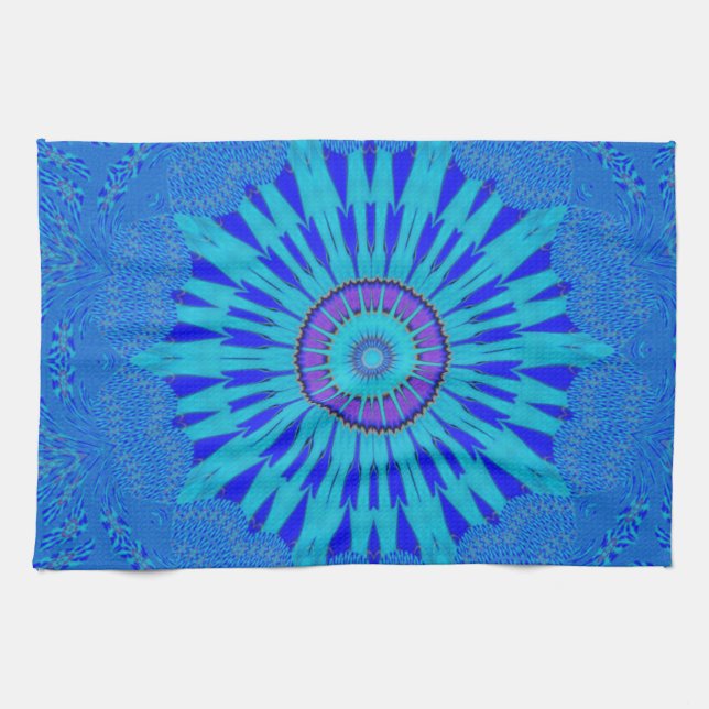 Linge De Cuisine Beau Royal Blue Mandala Art Imprimer (Horizontal)