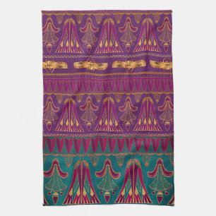 Linge De Cuisine Beau vert violet ancien motif égyptien