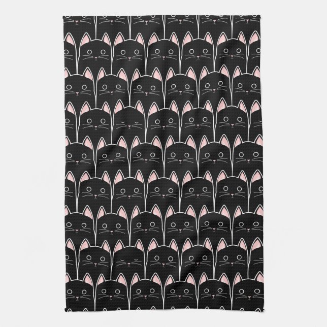 Linge De Cuisine Beaucoup de Motif de chats noirs (Vertical)