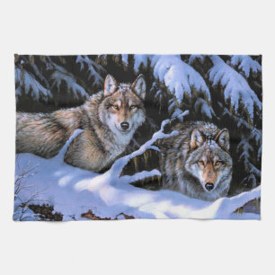 Linge De Cuisine Beaux tableaux de deux loups