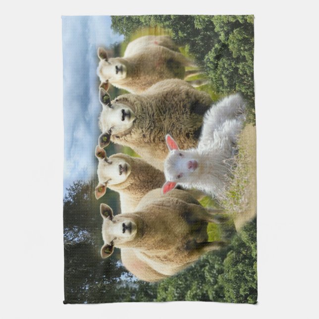 Linge De Cuisine Bébé agneau mouton troupeau troupeau troupeau (Vertical)