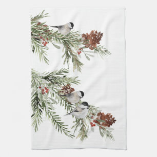 Linge De Cuisine Bécasseaux d'hiver de l'épinette verte de Cerise