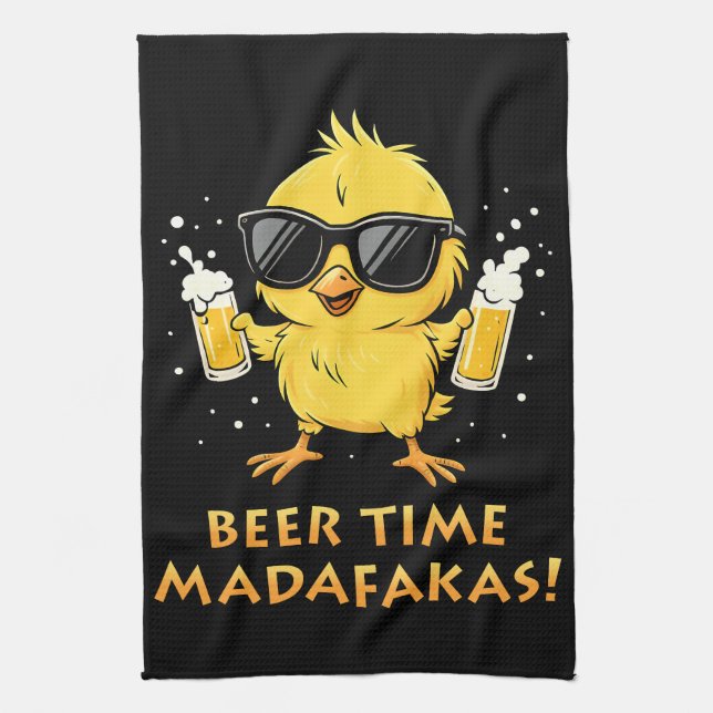 Linge De Cuisine Beer Time Madafakas Drôle Mème Duck Goose Retro (Vertical)