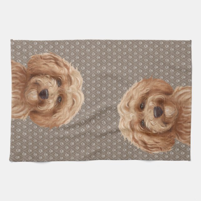 Linge De Cuisine Beige de Labradoodle Goldendoodle d'Australien (Horizontal)