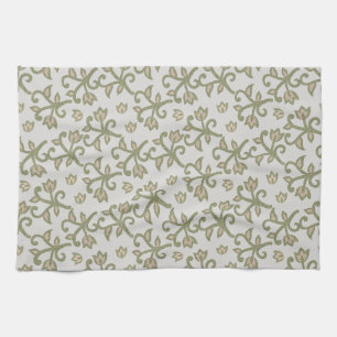Linge De Cuisine Beige et Sage Vert Élégant Vins Floraux Patten