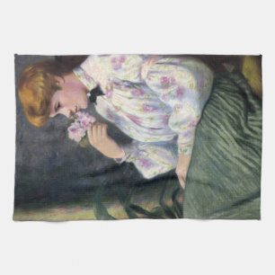 Linge De Cuisine Belle Femme Sentant Des Fleurs (Reverie)