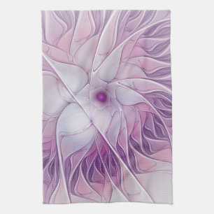 Linge De Cuisine Belle Fleur rose moderne Fractal Art Abstrait