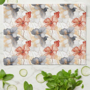 Linge De Cuisine Belle Pêche féminine Bleu et Blanc Floral