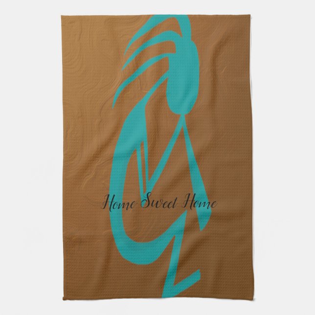 Linge De Cuisine Belle peinture Turquoise Kokopelli (Vertical)