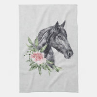Belle tête de cheval noir Portrait d'aquarelle