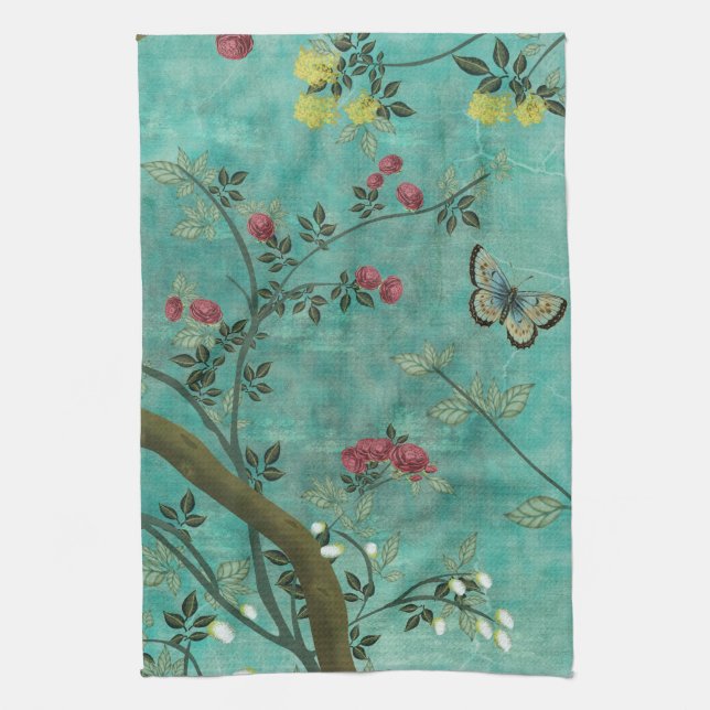 Linge De Cuisine Belle vintage fleur d'antiquités papillons (Vertical)
