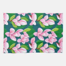 Linge De Cuisine Belles fleurs de Magnolia rose