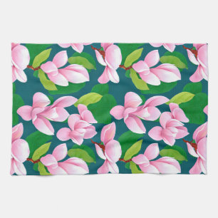 Linge De Cuisine Belles fleurs de Magnolia rose