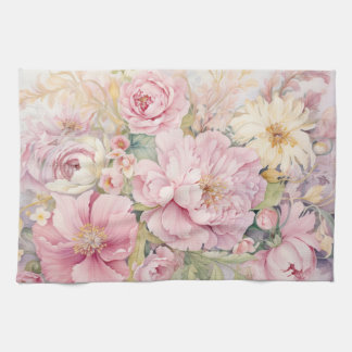 Linge De Cuisine Belles pivoines roses aquarelles