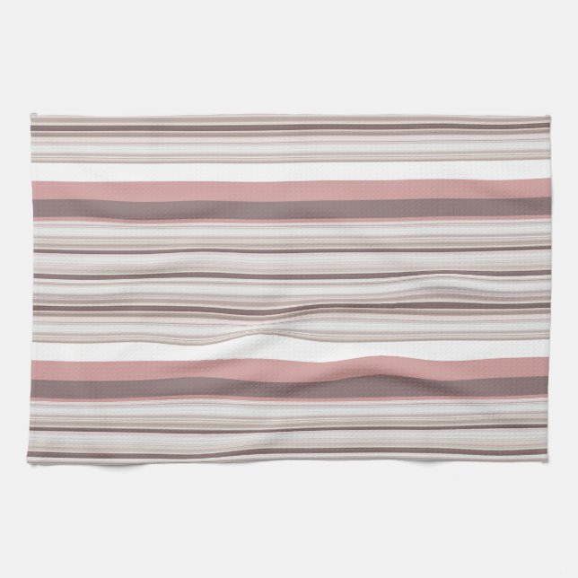 Linge De Cuisine Belles rayures brunes blanches (Horizontal)