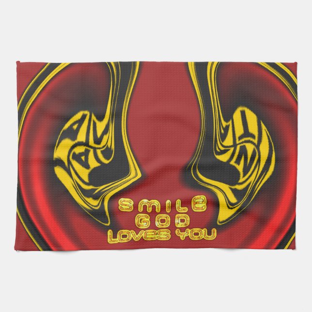 Linge De Cuisine Bénédiction d'en haut : L'Amour de Dieu Salutation (Horizontal)