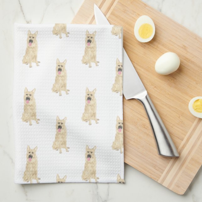 Linge De Cuisine berger allemand (noir et bronzette) (Quart Plié)