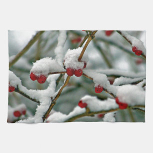 Linge De Cuisine Bérises rouges en hiver