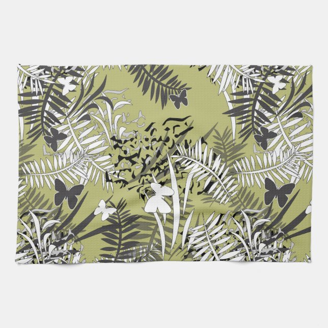 Linge De Cuisine Beurre tropicale feuille de palme tropicale sans j (Horizontal)