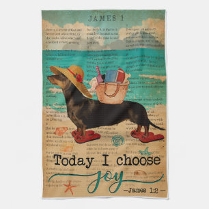 Linge De Cuisine Bible Beach Life Joy Dachshund Vertical