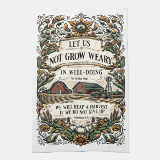 Linge De Cuisine Bible Verse Tea Towel - Let us not grow weary