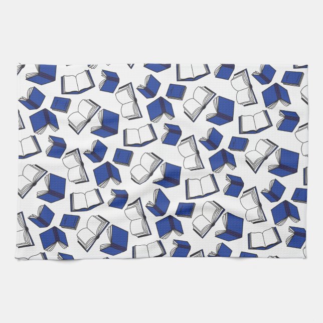 Linge De Cuisine Bibliothèque bleue Motif Bibliothécaire (Horizontal)