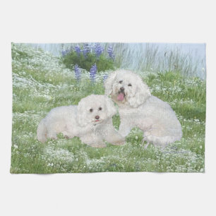 Linge De Cuisine Bichon Frise Bleuets