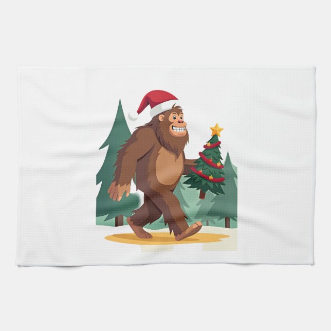 Linge De Cuisine Bigfoot Christmas Tree Santa Hat (2) (Horizontal)