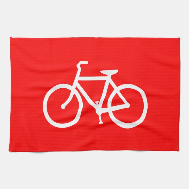 Linge De Cuisine Bike rouge et blanc (Horizontal)