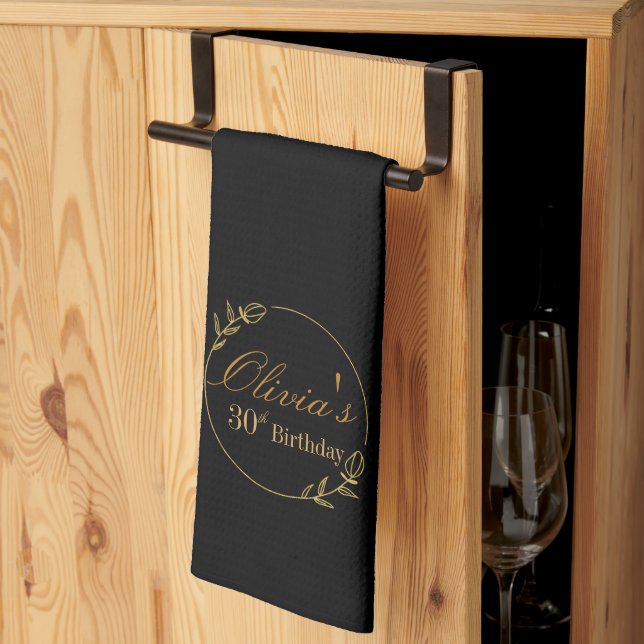Linge De Cuisine Black and Gold Personalized (Pliage en tiers)