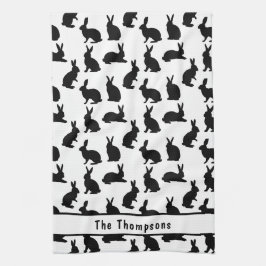 Linge De Cuisine Black And White Bunny Shapes And Name Easter