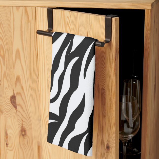 Linge De Cuisine Black and White Zebra Stripe Pattern Animal Print (Pliage en tiers)
