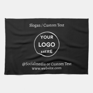 Linge De Cuisine Black Custom Logo Texte Moderne Minimaliste Entrep