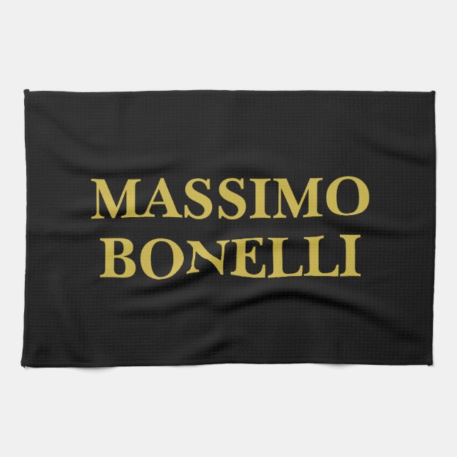 Linge De Cuisine Black Gold Modern Minimalist Elegant Your Name (Horizontal)