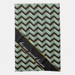 Linge De Cuisine Black Gold Turquoise ZigZag