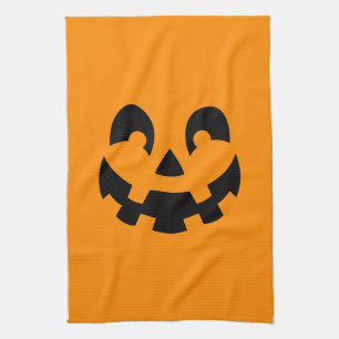 Linge De Cuisine Black Happy Halloween Citrouille forme visage sur 