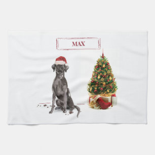 Linge De Cuisine Black Lab Funny Chien de Noël et arbre