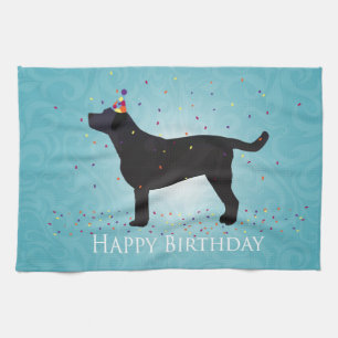 Linge De Cuisine Black Lab Joyeux Design d'anniversaire