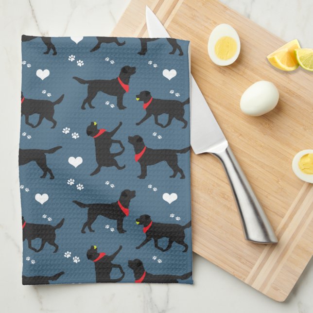 Linge De Cuisine Black Labs Labrador Retriers Navy Blue (Black Labs Kitchen Towel)