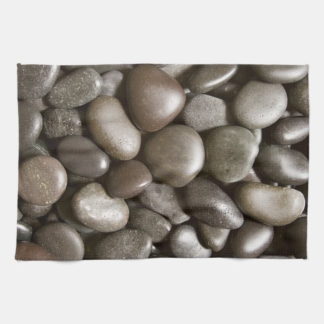 Linge De Cuisine Black River Rock Nature Zen Pebble (Horizontal)