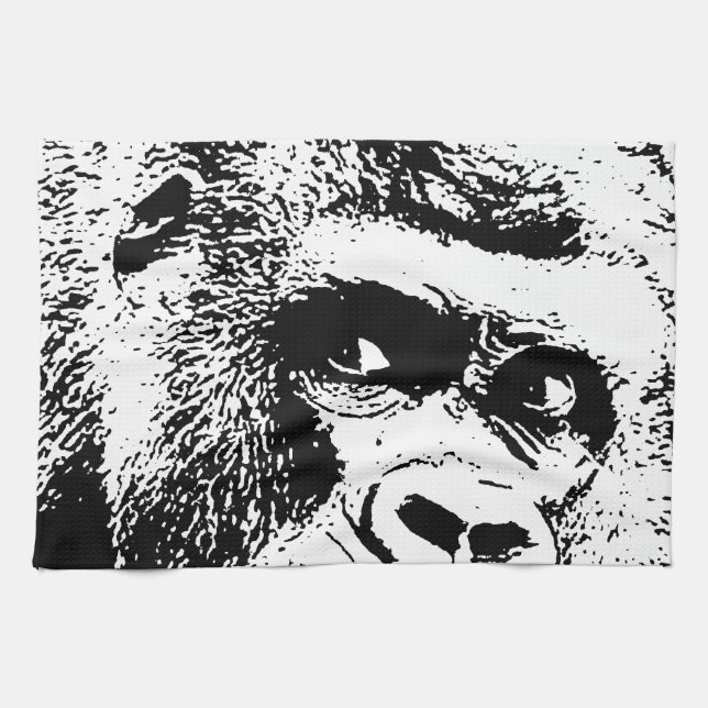 Linge De Cuisine Black White Pop Art Gorilla (Horizontal)
