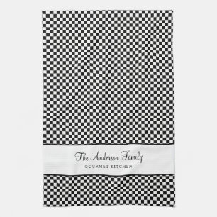 Linge De Cuisine Blanc Noir Français Chèque Pays Gourmande